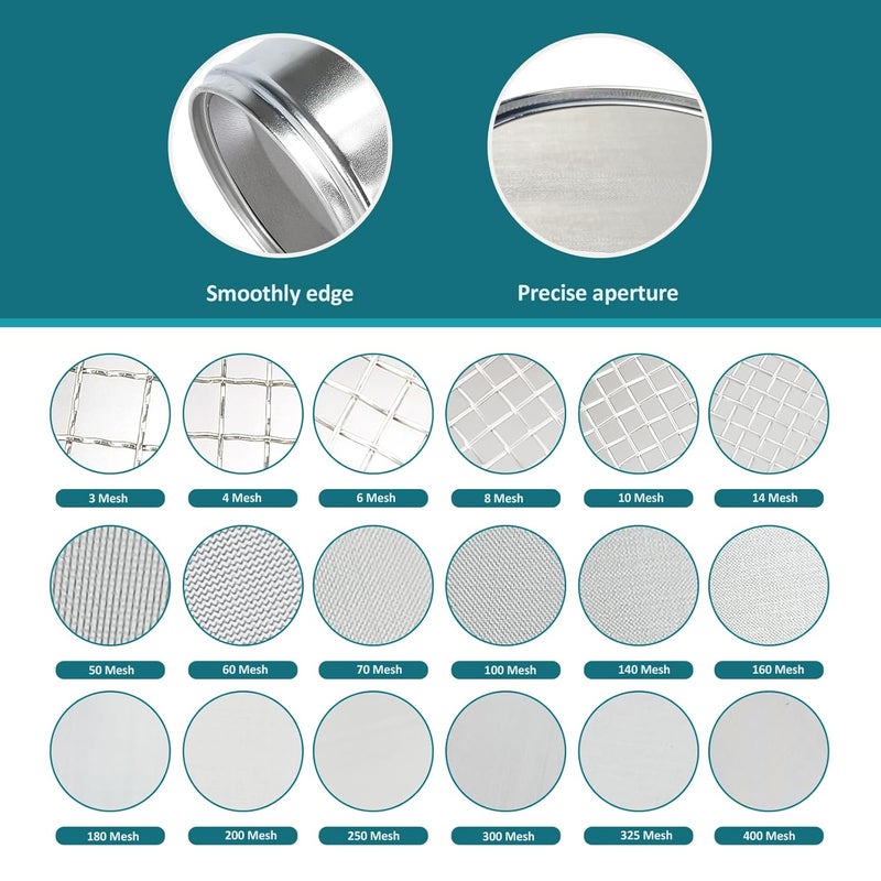 LVDALAB 304 Stainless Steel Mesh Lab Sieve, 60 Mesh (0.3mm) Aperture Test Sieve, 4inch(10cm) Economy Standard Analysis Sample Test Sieves for Industrial Laboratory Homes - Image 3
